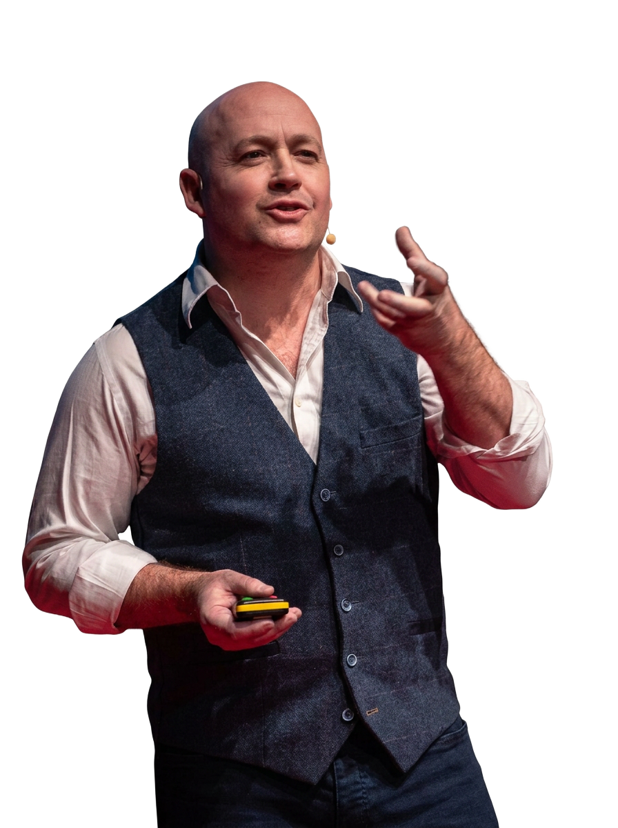 Tom Fortes Mayer speaking on stage at TEDx